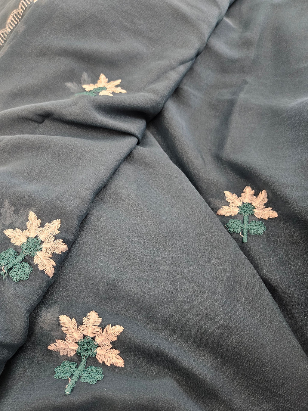 Georgette Leaves embroidery - Saree - ATB - All things Beautiful ✨️