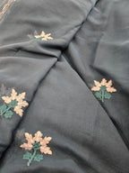 Georgette Leaves embroidery - Saree - ATB - All things Beautiful ✨️