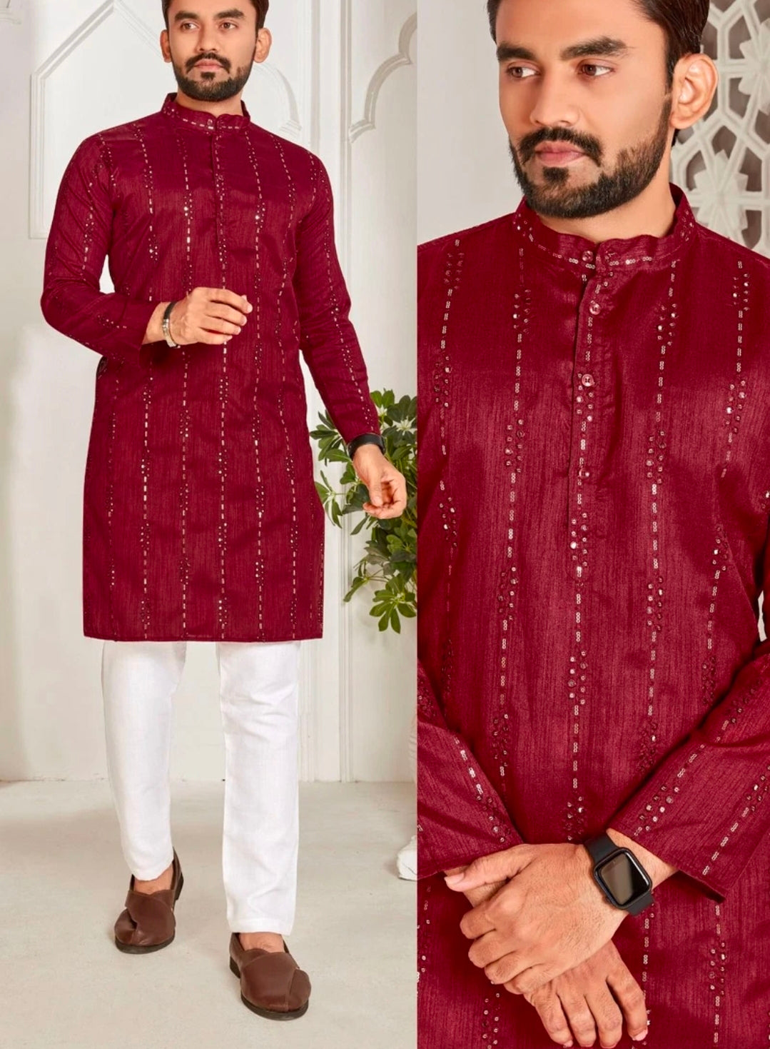 Men's Full sleeve Long Kurta - Silk - ATB - All things Beautiful ✨️