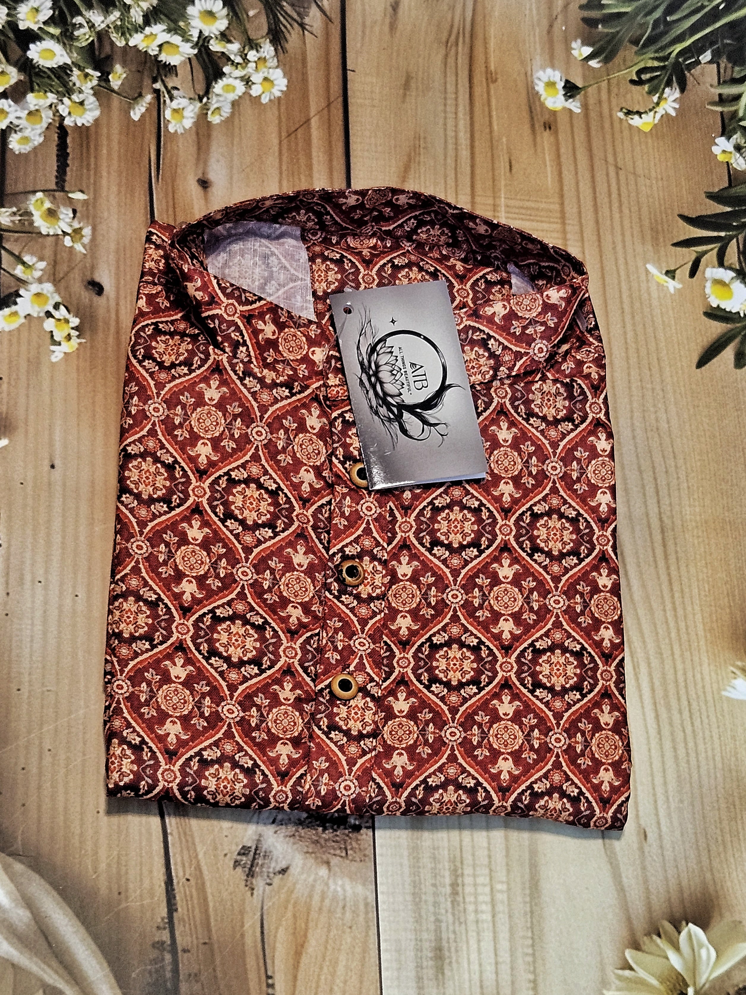 Men's Short kurta - Jaipur Print - Full sleeves - ATB - All things Beautiful ✨️