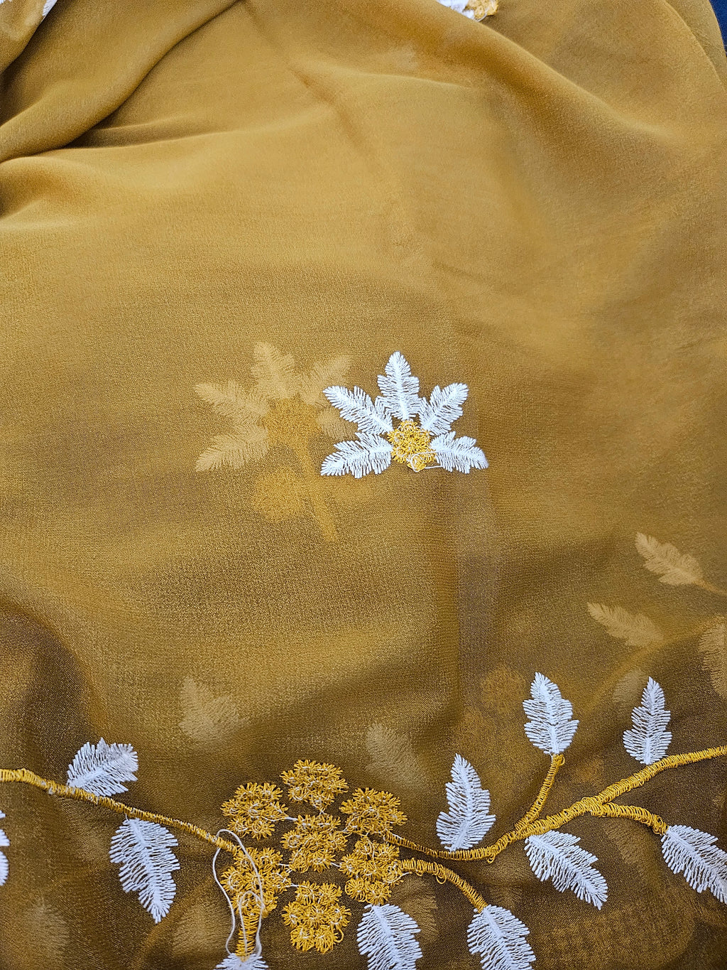 Georgette Leaves embroidery - Saree - ATB - All things Beautiful ✨️
