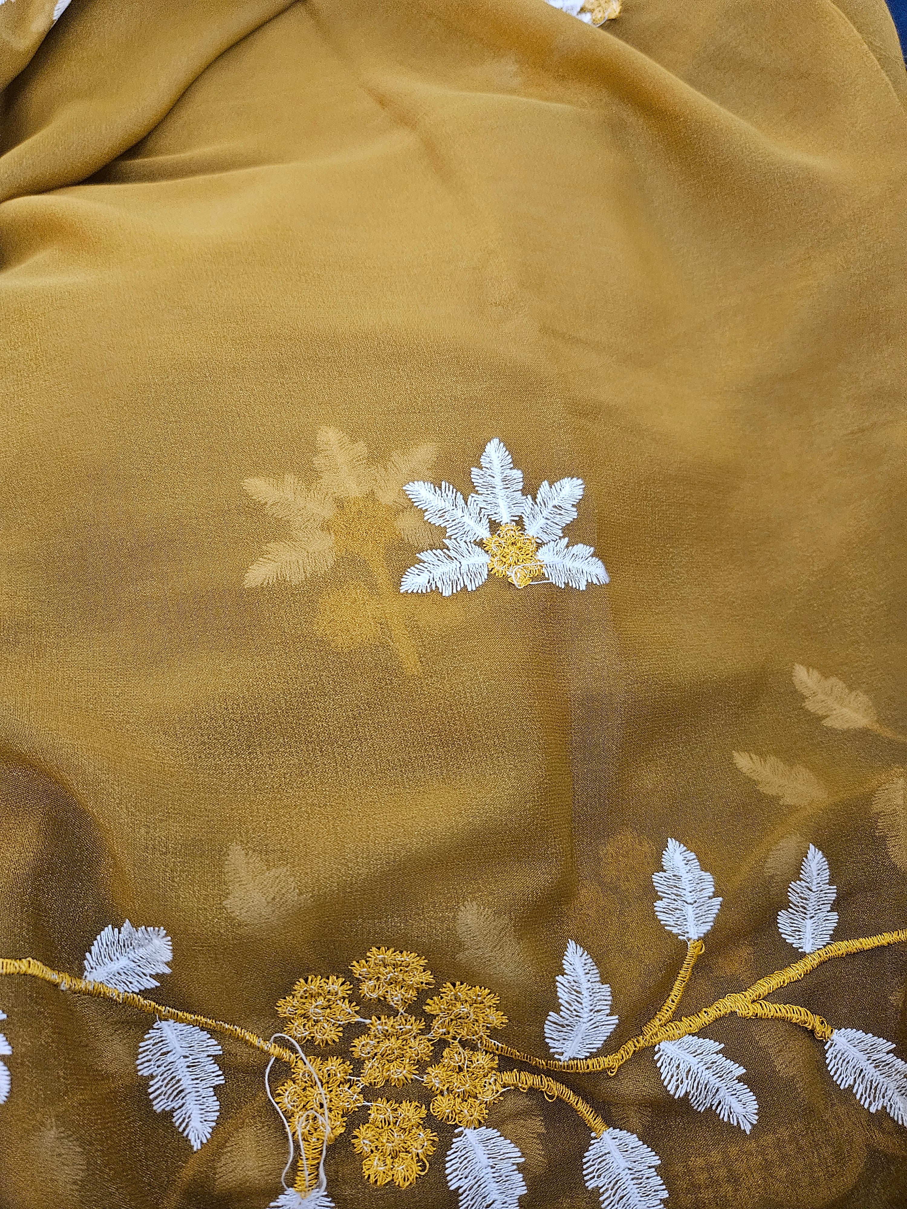 Georgette Leaves embroidery - Saree - ATB - All things Beautiful ✨️