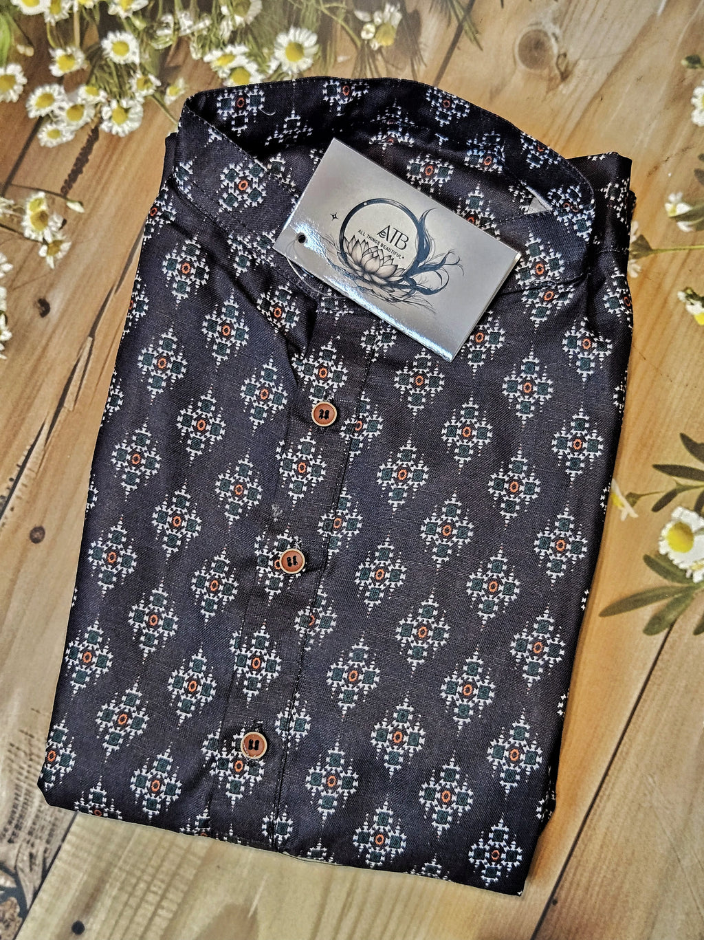Men's Jaipur Print Short Kurta - Full Sleeves - Stylish Attire from ATB - All things Beautiful ✨️