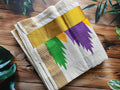 Kerala Saree Multi Color Temple Border - Elegance in Every Fold - All things Beautiful ✨️