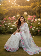 Organza saree- Bird embroidery- ATB - All things Beautiful ✨️
