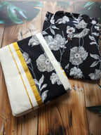 Men's Floral Shirt and Mundu Combo - Stylish Traditional Attire - All things Beautiful ✨️