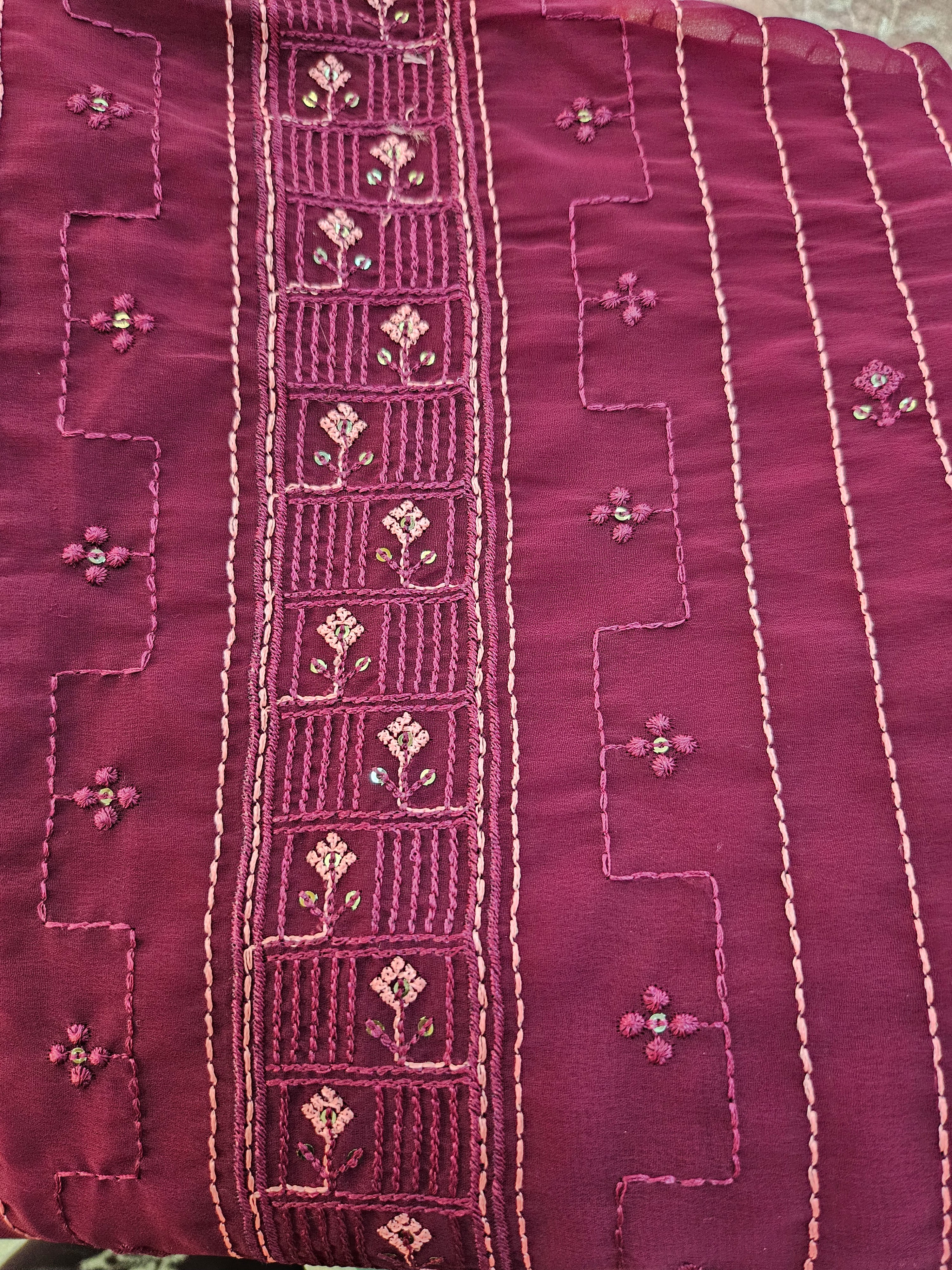Georgette Embroidered Unstitched material - All things Beautiful ✨️