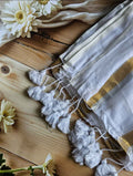 Mul Cotton Saree with Silver and Gold Stripes - Elegant ATB Design - All things Beautiful ✨️
