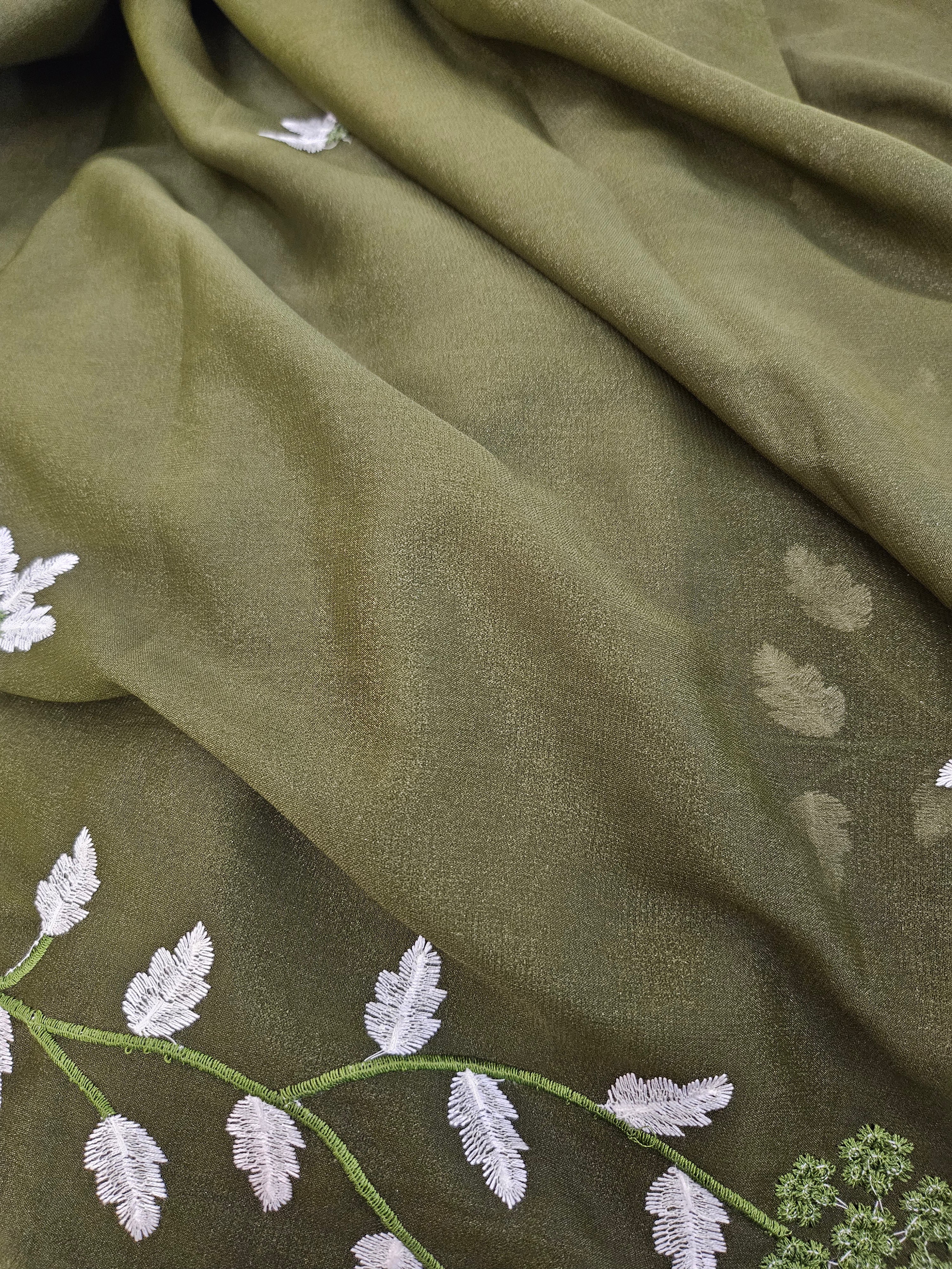 Georgette Leaves embroidery - Saree - ATB - All things Beautiful ✨️
