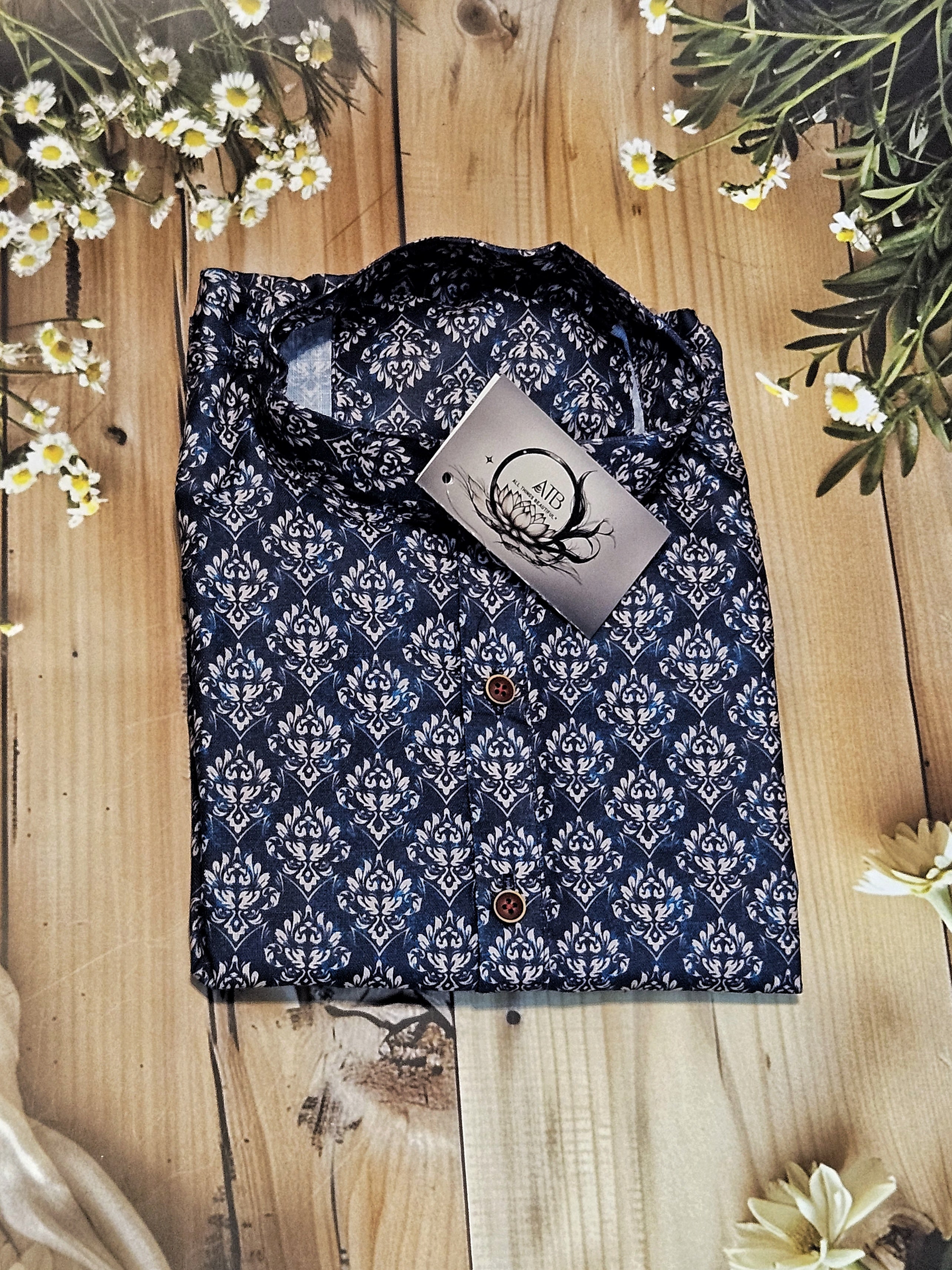 Men's Short kurta - Jaipur Print - Full sleeves - ATB - All things Beautiful ✨️