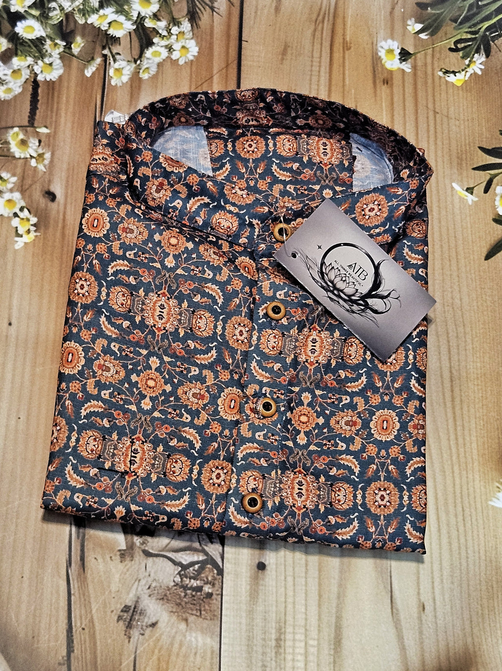 Men's Jaipur Print Short Kurta - Full Sleeves - Stylish Attire from ATB - All things Beautiful ✨️