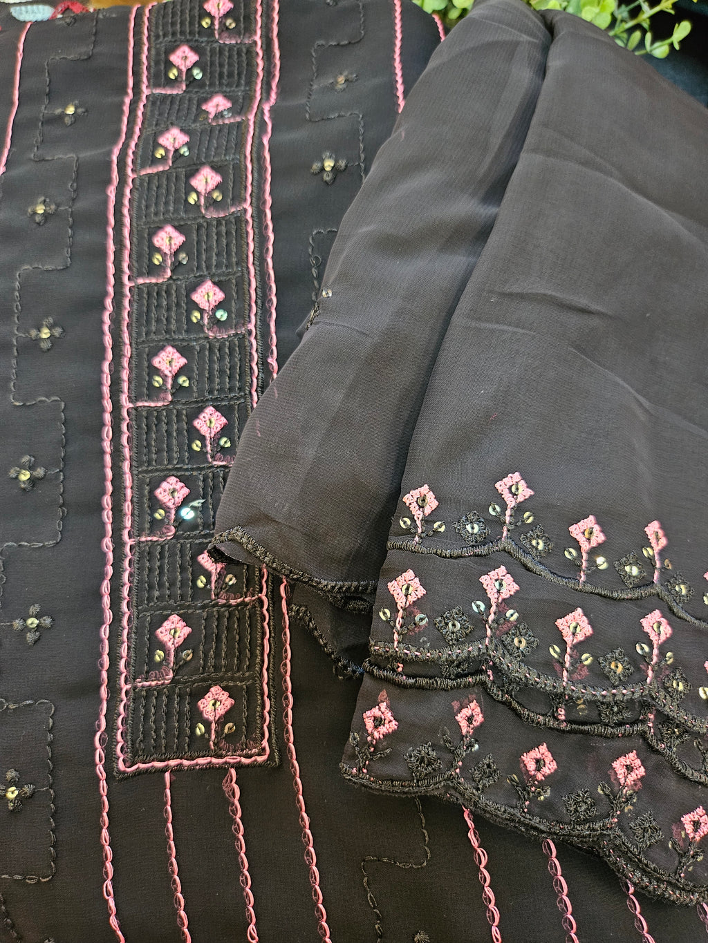 Georgette Embroidered Unstitched material - All things Beautiful ✨️