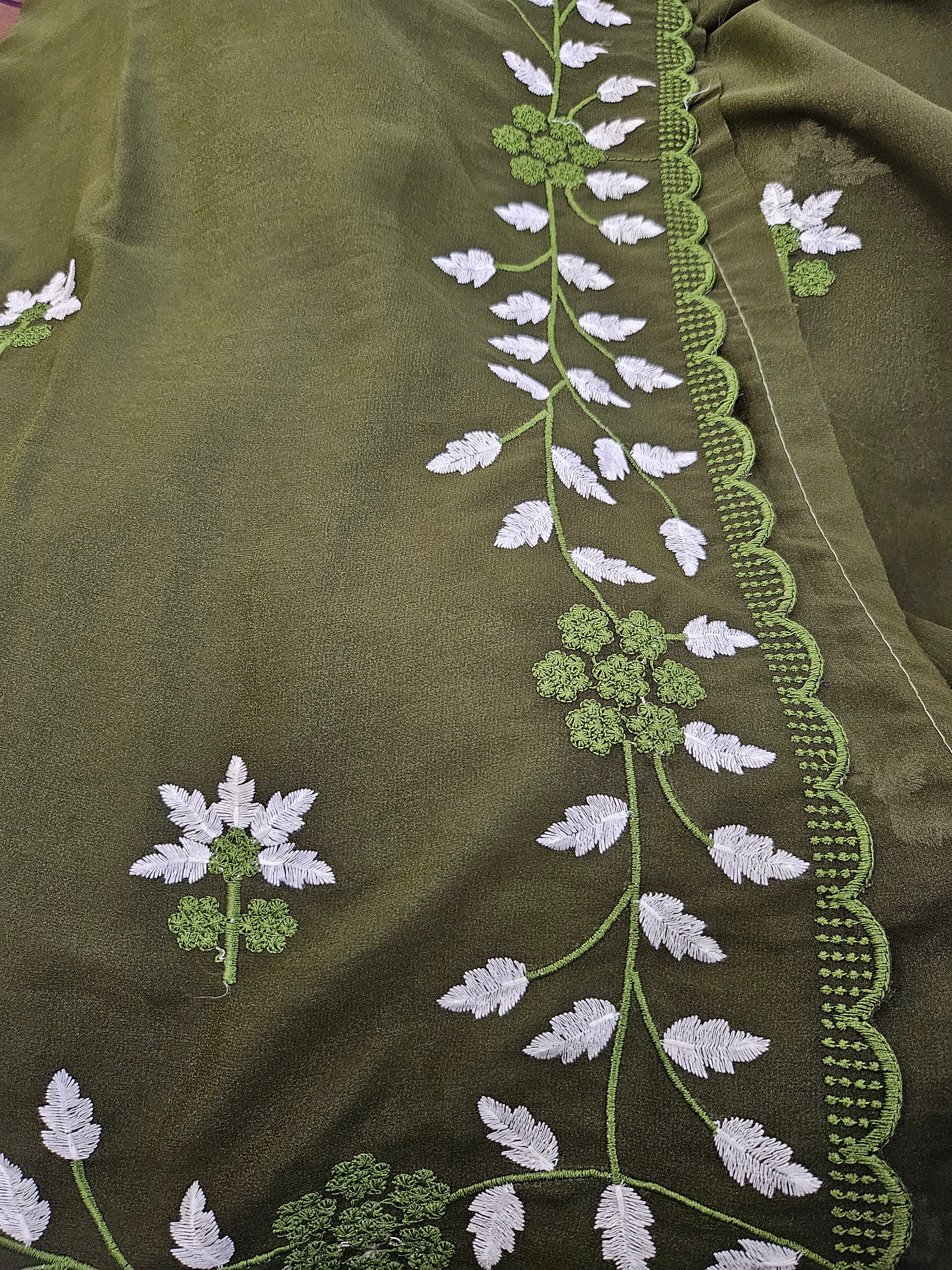 Georgette Leaves embroidery - Saree - ATB - All things Beautiful ✨️