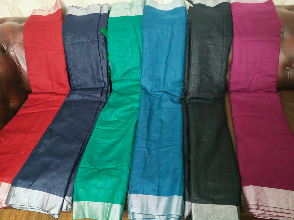 Premium Linen Sarees with Silver Zari - All things Beautiful ✨️