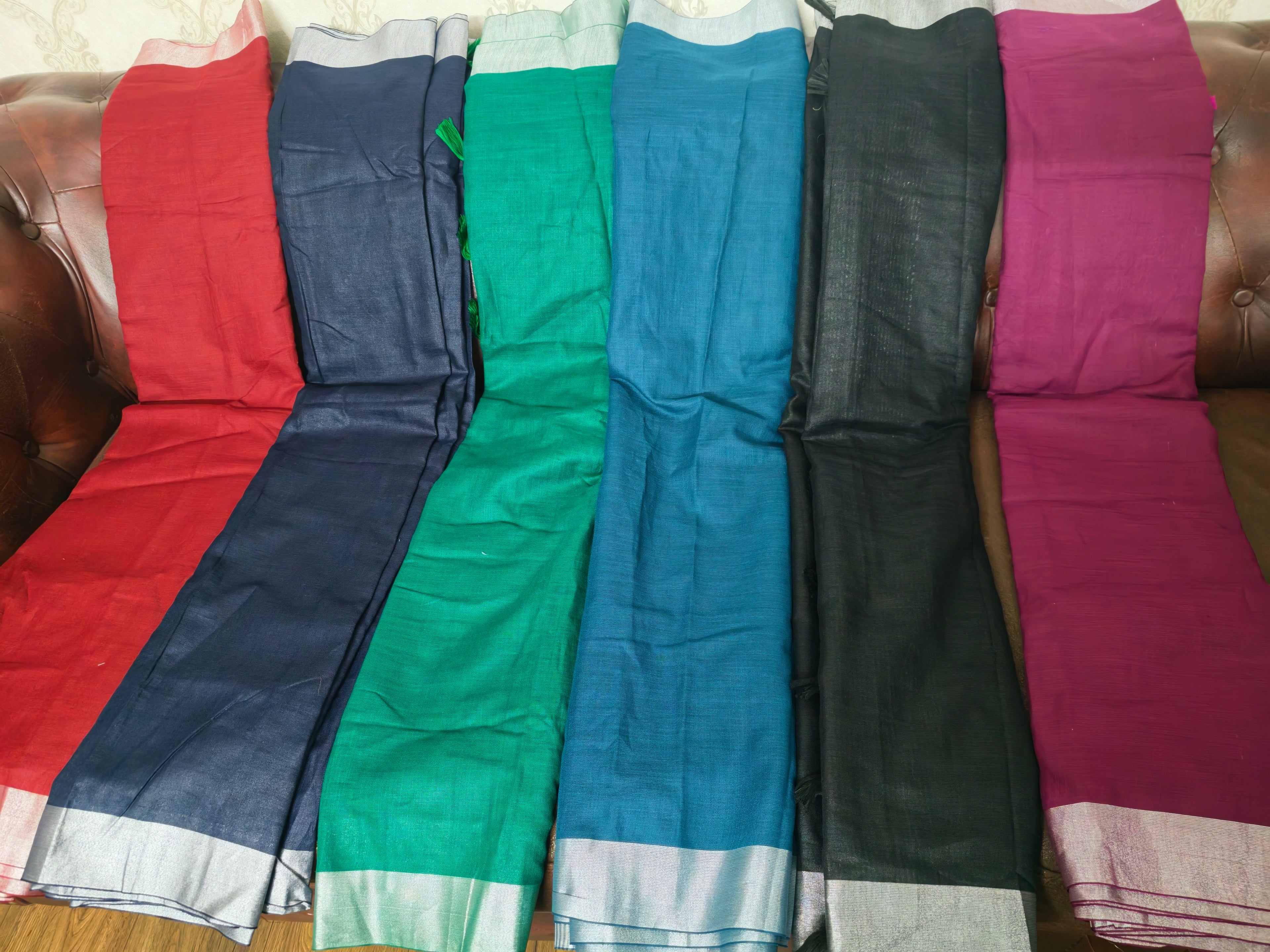 Premium Linen Sarees with Silver Zari - All things Beautiful ✨️