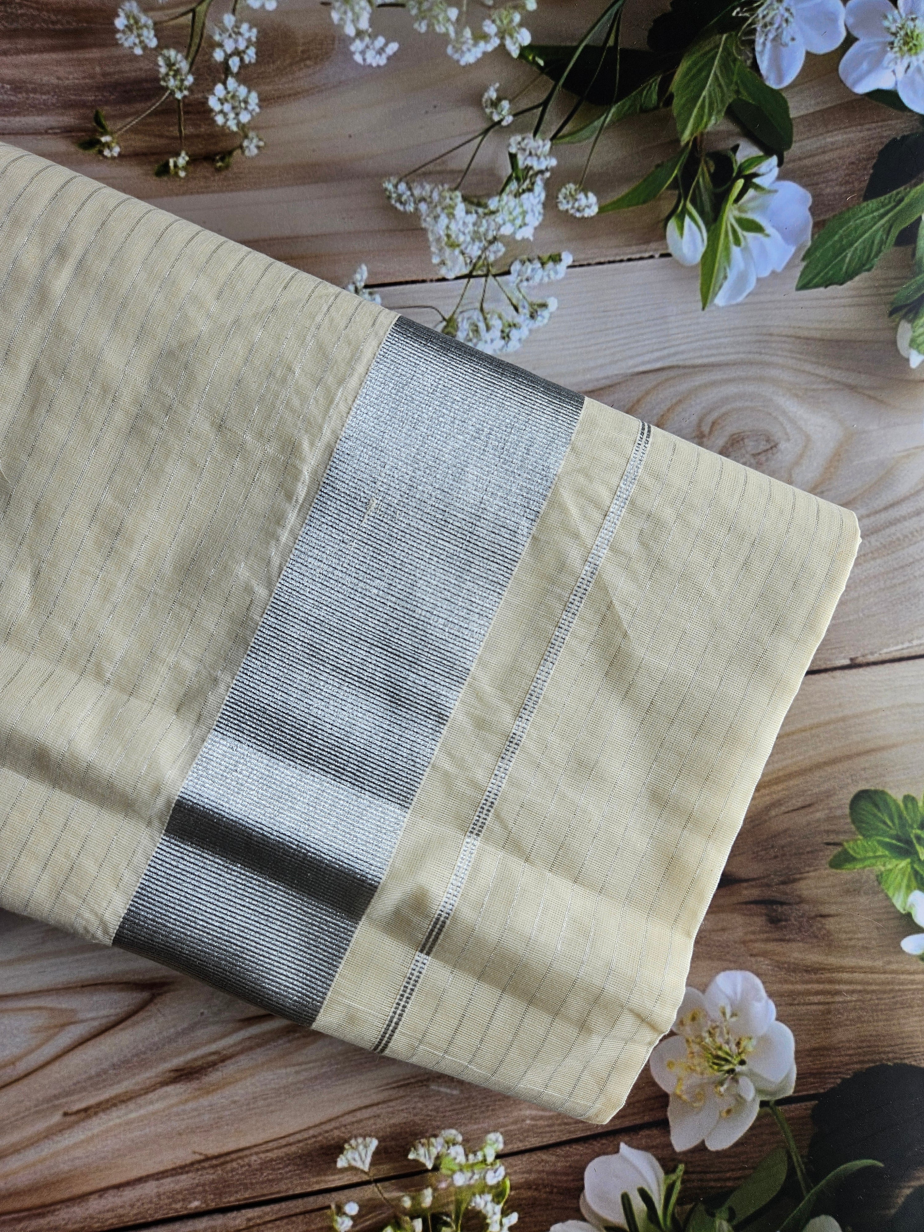 Kerala Saree - Silver stripes saree - ATB - All things Beautiful ✨️