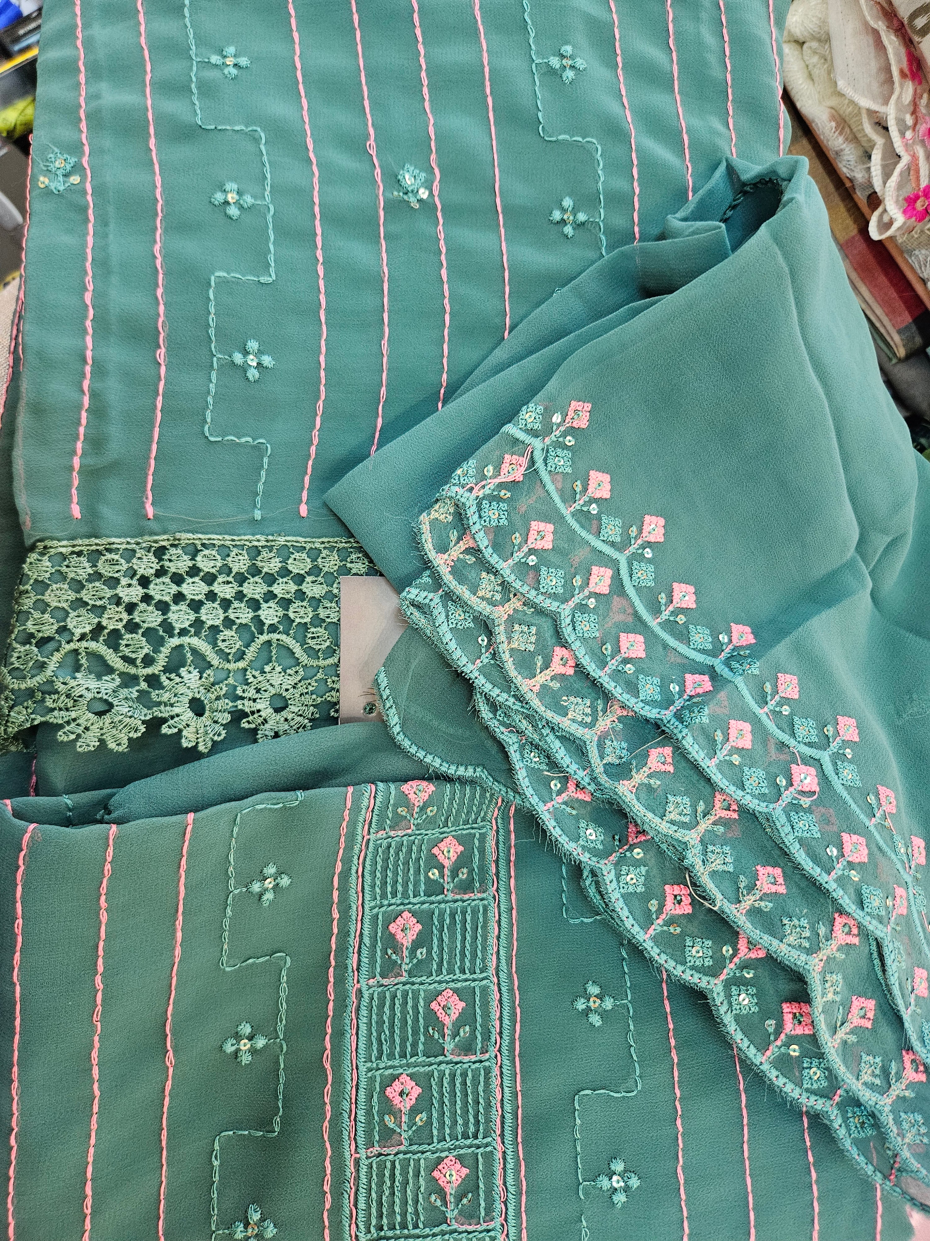 Georgette Embroidered Unstitched material - All things Beautiful ✨️