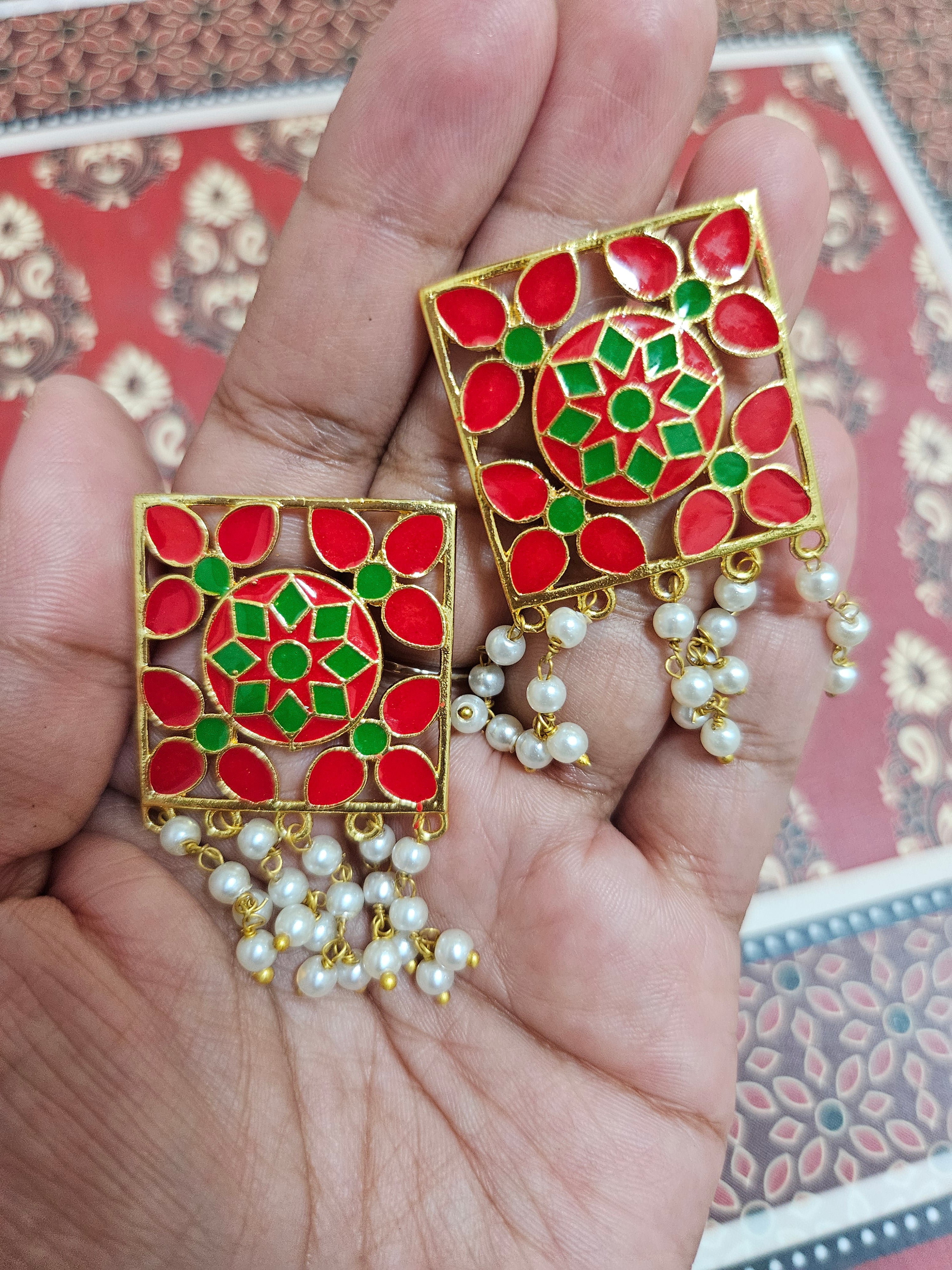 Meenakari Jaipur earrings - Fashion Jewellery- ATB ✨️ - All things Beautiful ✨️