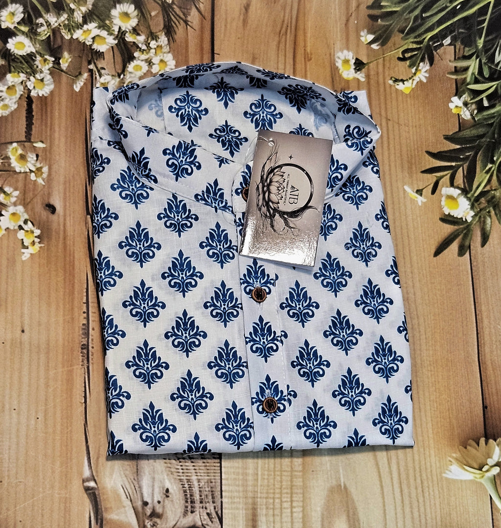 Men's Jaipur Print Short Kurta - Full Sleeves - Stylish Attire from ATB - All things Beautiful ✨️