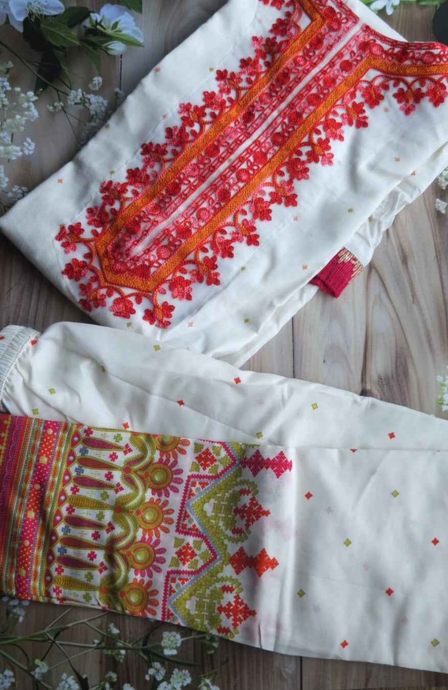 Pakistani White Suit - Elegant ATB Design for Any Occasion