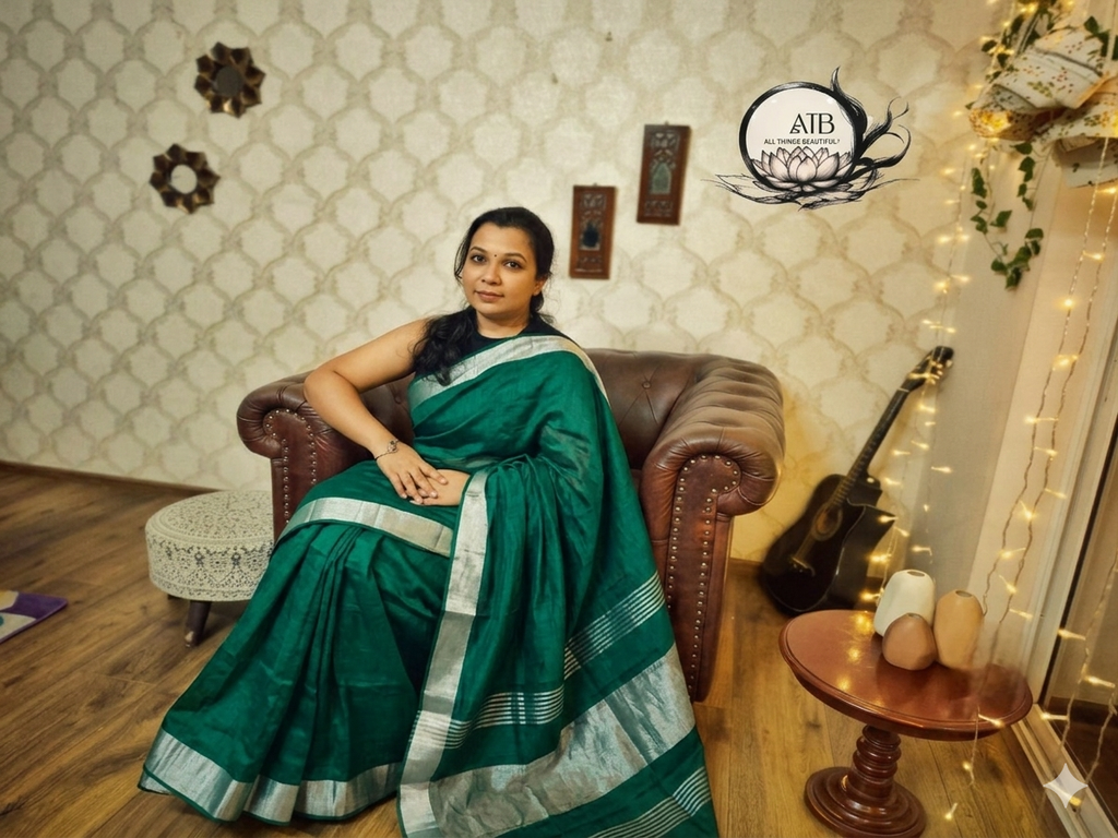 Premium Linen Sarees with Silver Zari - All things Beautiful ✨️