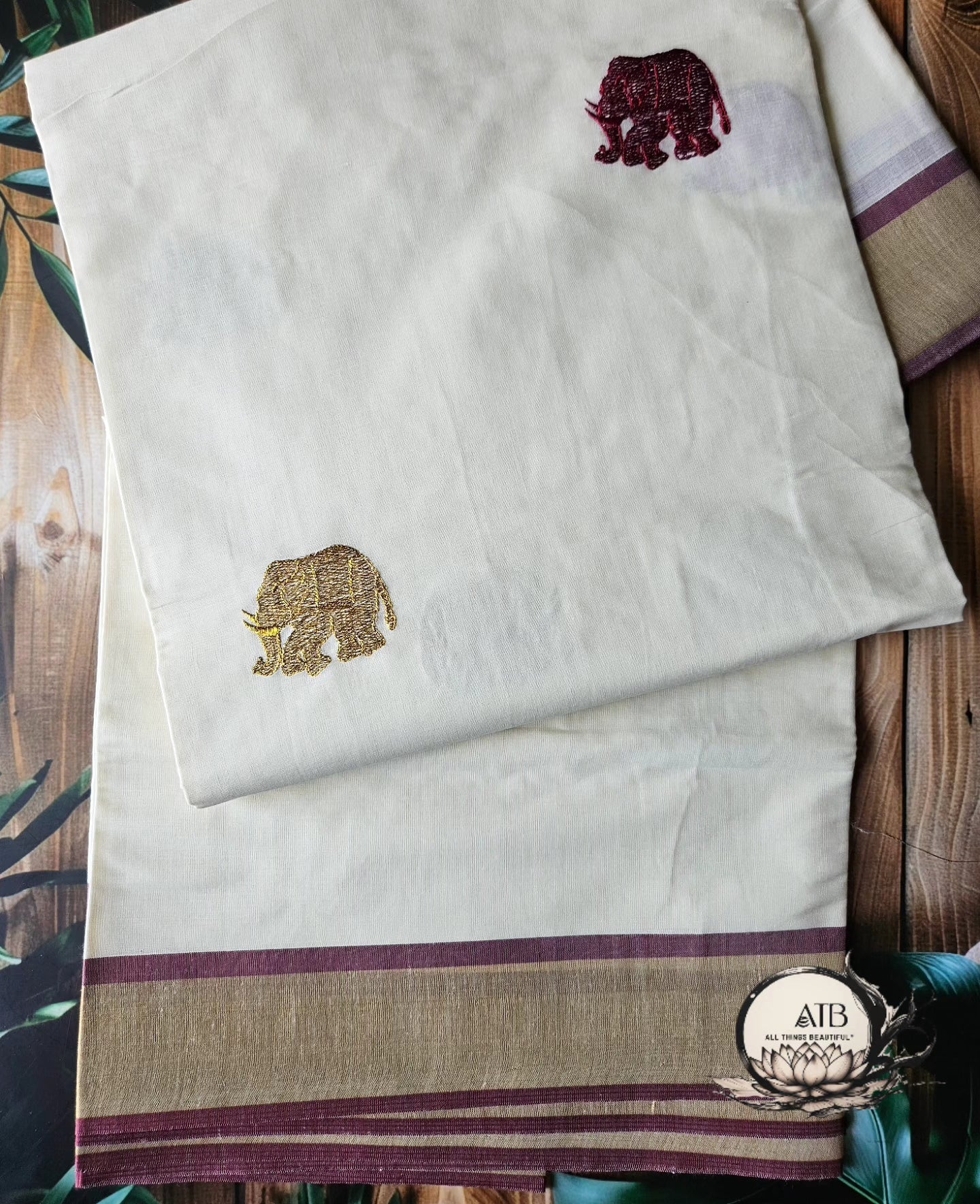 Kerala Saree - Elephant Motifs - ATB - All things Beautiful ✨️