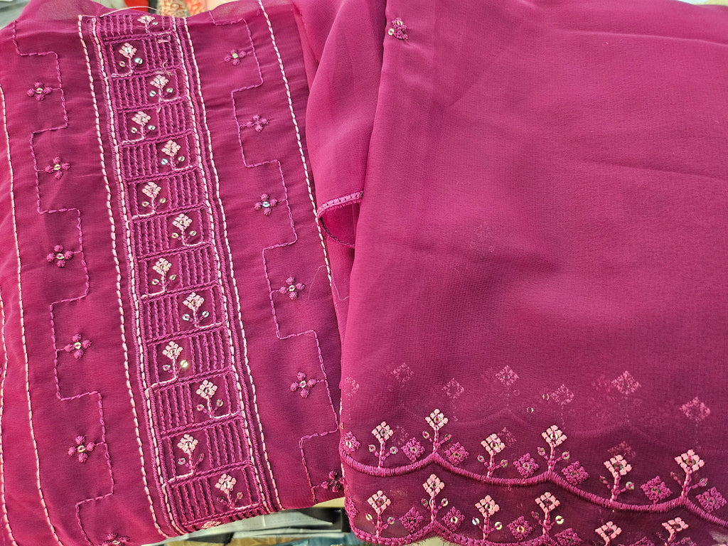 Georgette Embroidered Unstitched material - All things Beautiful ✨️